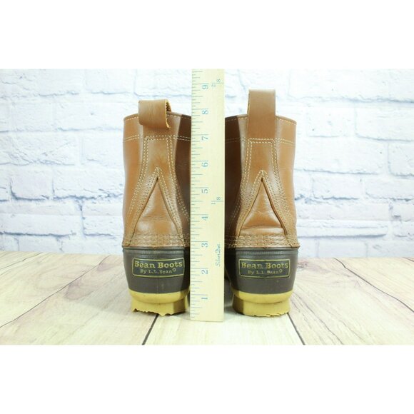 LL Bean 8" Unlined Ankle Duck Boots Round Toe Brown Leather Size 7 M - Picture 6 of 10